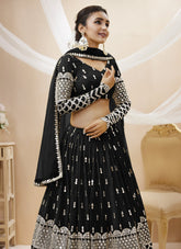 Elegant Georgette Lehenga Choli in Black